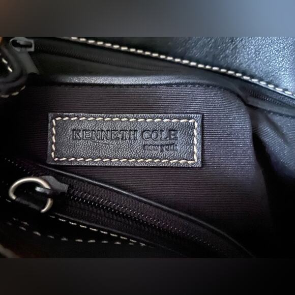 KENNETH COLE New York Black Leather Satchel - Picture 7 of 9